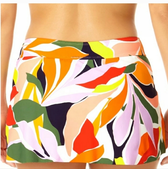 Anne Cole Palm Party Tulip DRaped Swim Skirt Size L - Picture 3 of 15